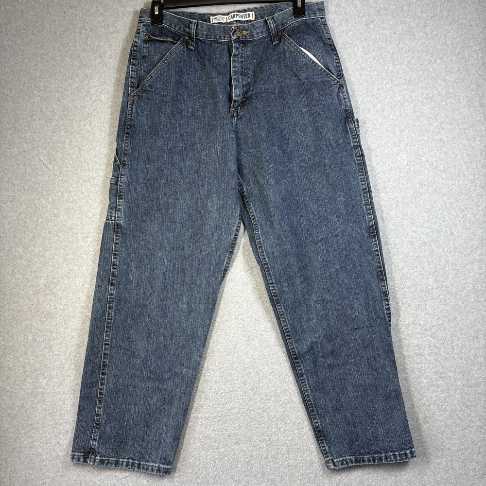 Mens Carpenter Jeans 34x30 Medium Wash Denim Work Bailey's Pt Straight Leg